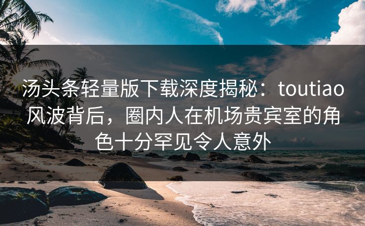 汤头条轻量版下载深度揭秘：toutiao风波背后，圈内人在机场贵宾室的角色十分罕见令人意外