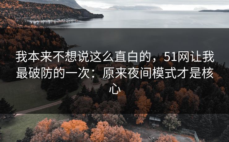 我本来不想说这么直白的，51网让我最破防的一次：原来夜间模式才是核心